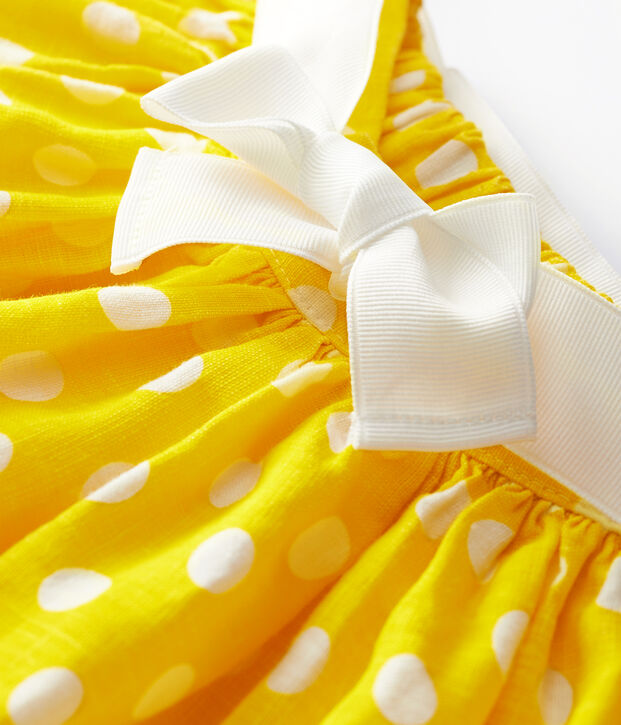 Falda de lino de ni&ntilde;a amarillo/blanco