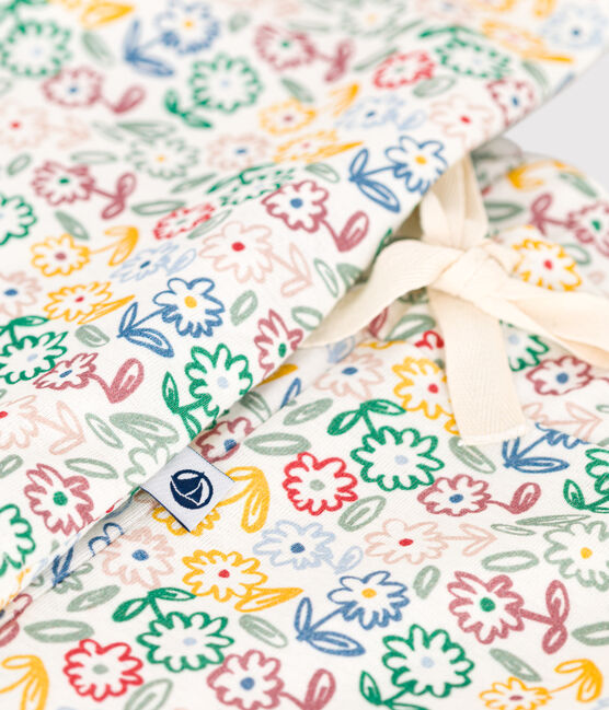 Pijama de algodón con motivo de flores para mujer blanco MARSHMALLOW/blanco MULTICO