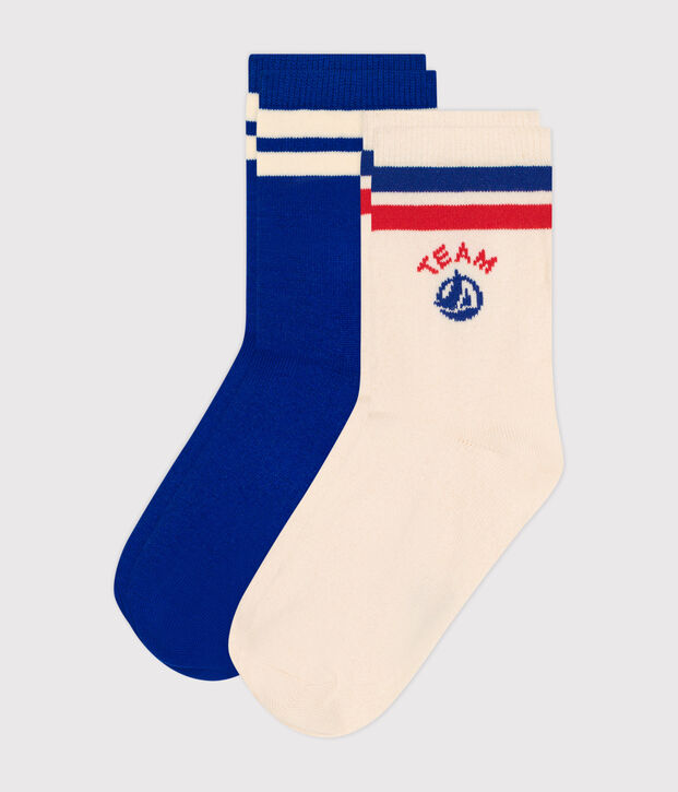 2 pares de calcetines infantiles de algod&oacute;n Team Petit Bateau multicolor