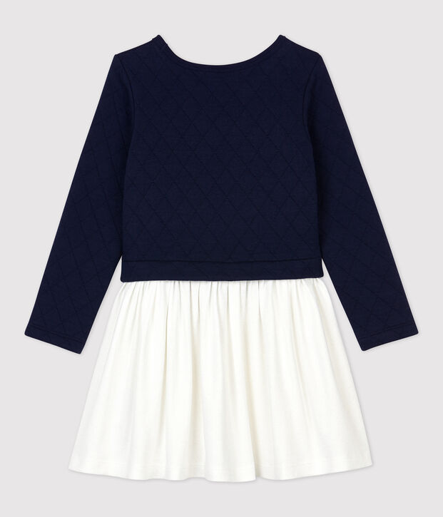 Vestido de manga larga de mulet&oacute;n de ni&ntilde;a azul/multicolor
