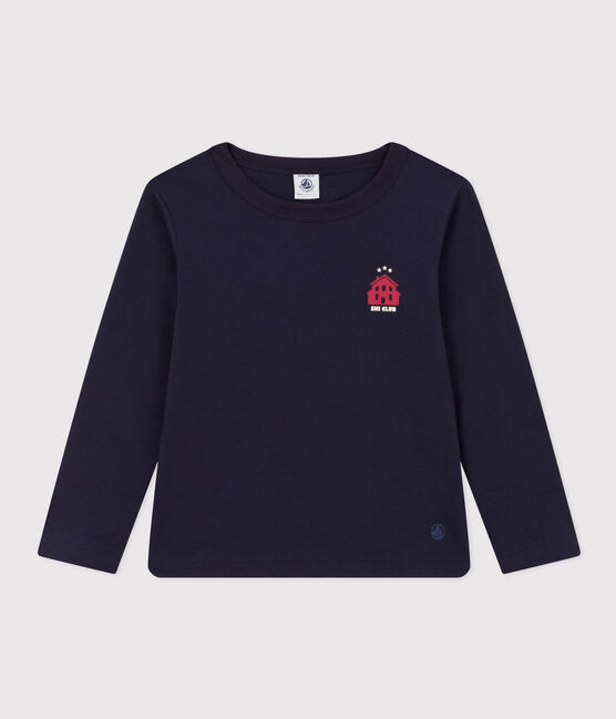 Camiseta de algodón de manga larga de niña/niño azul SMOKING