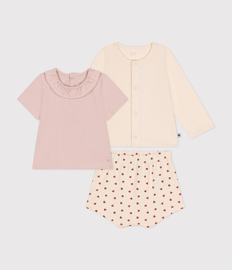 Conjunto de 3 piezas de punto ligero para beb&eacute; crudo/multicolor