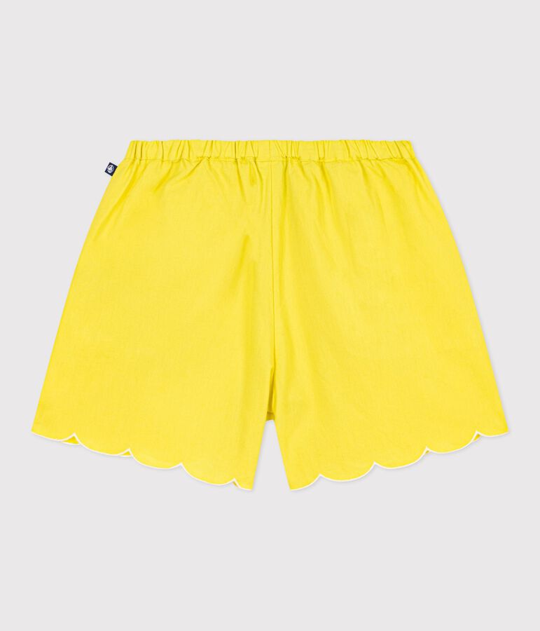 Shorts infantiles de algod&oacute;n liso amarillo