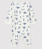 Pelele sin pies de punto acanalado París para bebé blanco MARSHMALLOW/azul MAJOR