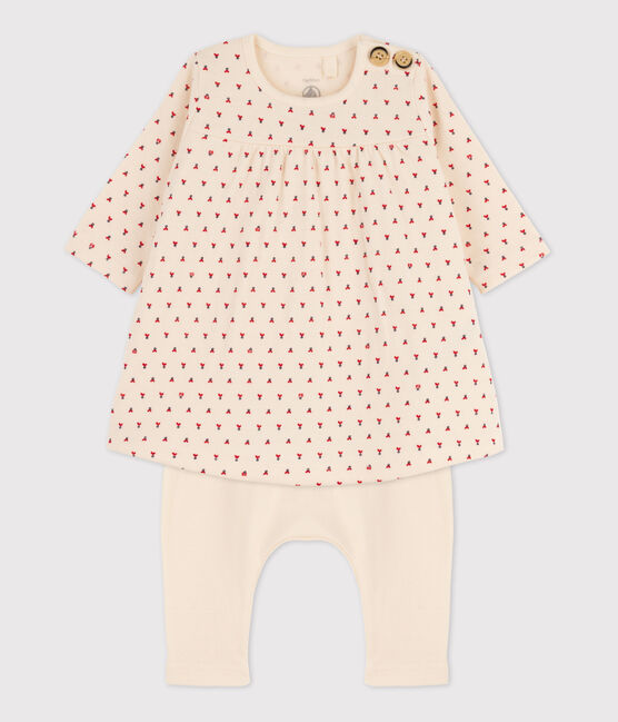 Vestido legging estampado de bebé de túbico de algodón blanco AVALANCHE/ MULTICO