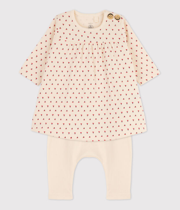 Vestido legging estampado de beb&eacute; de t&uacute;bico de algod&oacute;n crudo/multicolor