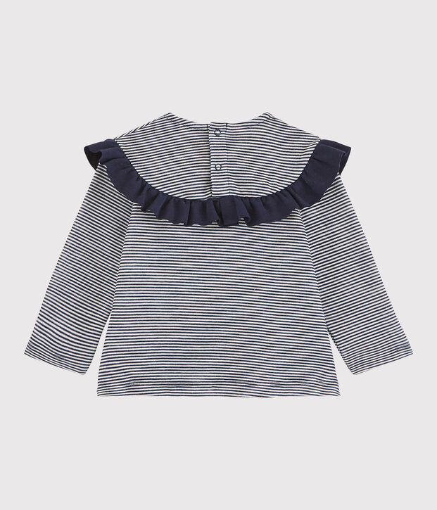 Blusa de manga larga para beb&eacute; ni&ntilde;a azul/blanco