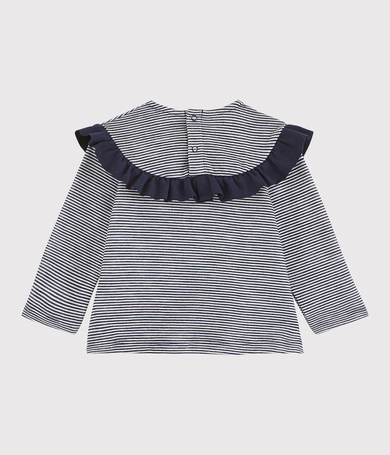 Blusa de manga larga para beb&eacute; ni&ntilde;a azul SMOKING/blanco MARSHMALLOW