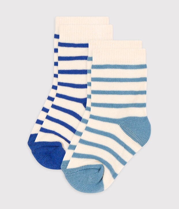 Juego de 2 pares de calcetines a rayas para beb&eacute; multicolor