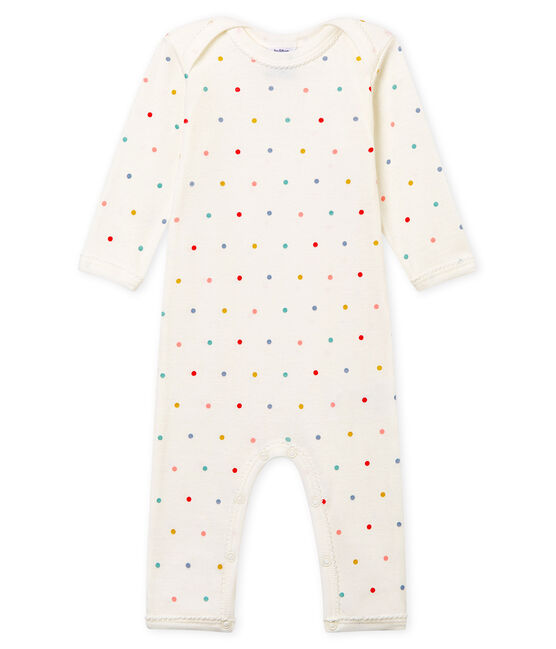 Body de bebé largo en punto para niña blanco MARSHMALLOW/blanco MULTICO