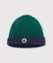 Gorro de punto tricotado bicolor con forro polar para beb&eacute; verde/azul
