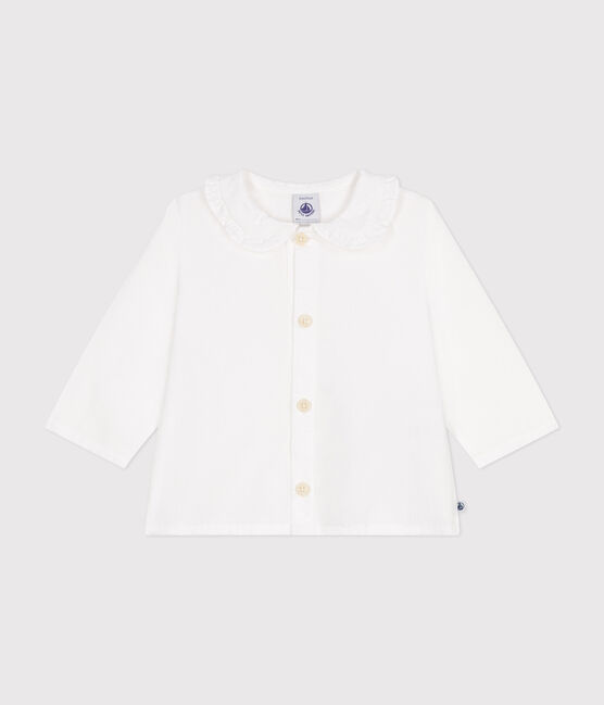 Blusa de piqué de algodón para bebé blanco ECUME