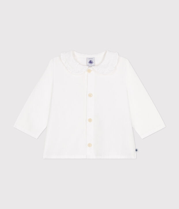 Blusa de piqu&eacute; de algod&oacute;n para beb&eacute; blanco
