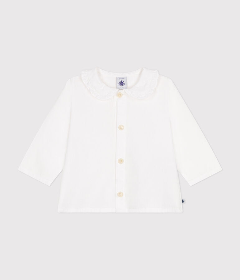 Blusa de piqu&eacute; de algod&oacute;n para beb&eacute; blanco