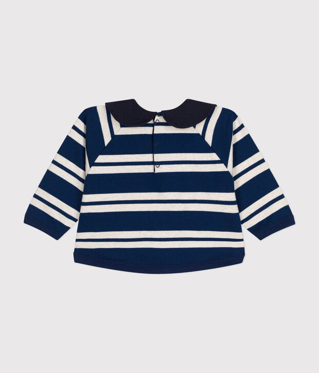 Sudadera de punto grueso para beb&eacute; azul/beige