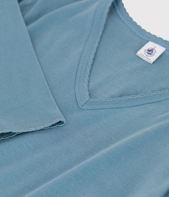 Camiseta L'ICONIQUE de punto «cocotte» de algodón orgánico de mujer azul ROVER