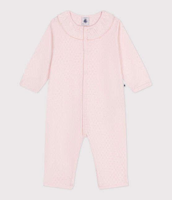Pijama de algodón sin pies con cuello claudine para bebé rosa FLEUR