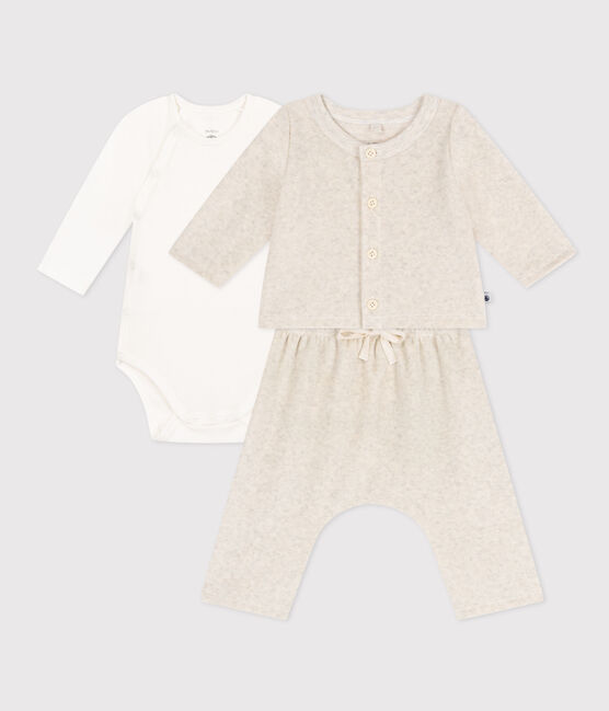 Conjunto de terciopelo y body para bebé beige MONTELIMAR CHINE