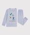 Pijama infantil de terciopelo liso con estampado de esquiadores POLAIRE