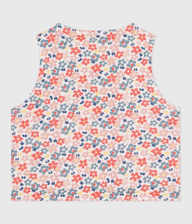 Chaleco reversible de algod&oacute;n estampado para beb&eacute; blanco/rosa