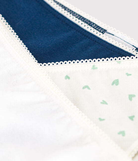 Juego de 3 braguitas infantiles de algodón y elastano con estampado de corazones variante 1