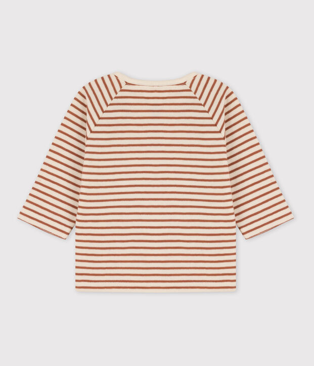 Camiseta a rayas de t&uacute;bico de algod&oacute;n para beb&eacute; crudo/marron/crudo
