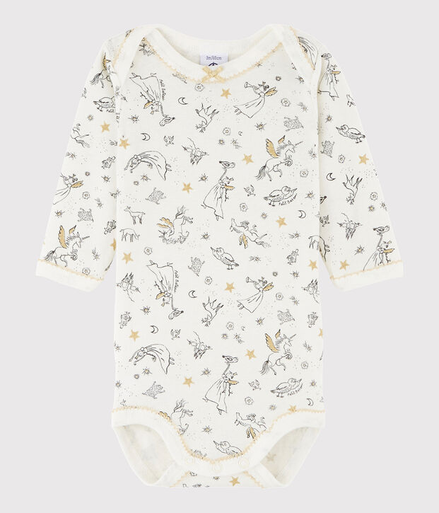 Bodi de manga larga de beb&eacute; ni&ntilde;a blanco/multicolor