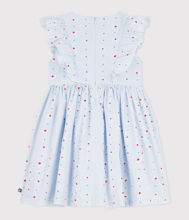 Vestido infantil de algod&oacute;n sin mangas azul/multicolor