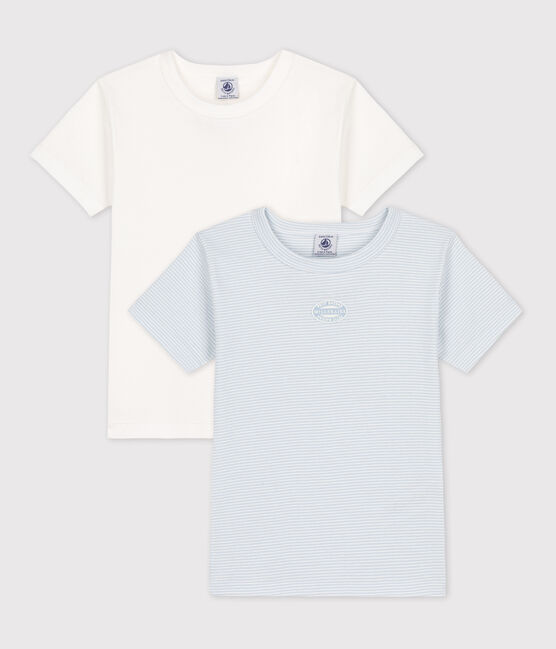 Juego de 2 camisetas de algodón milrayas de manga corta para niño variante 1