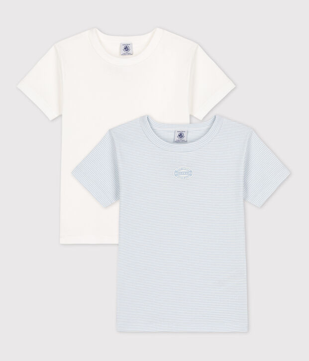 Juego de 2 camisetas de algod&oacute;n milrayas de manga corta para ni&ntilde;o multicolor