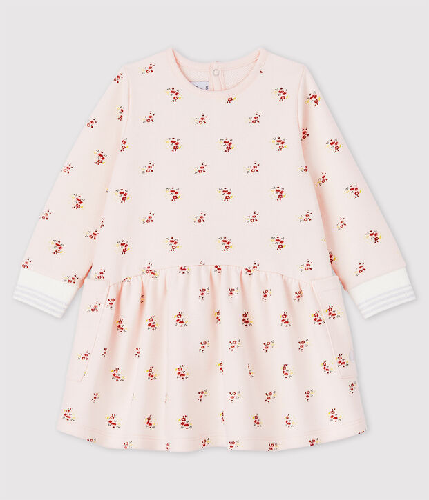 Vestido de manga larga de felpa de beb&eacute; ni&ntilde;a rosa/multicolor