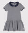 Vestido en milrayas para bebé niña azul SMOKING/beige COQUILLE