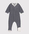 Pijama de terciopelo milrayas para bebé azul SMOKING/blanco MARSHMALLOW