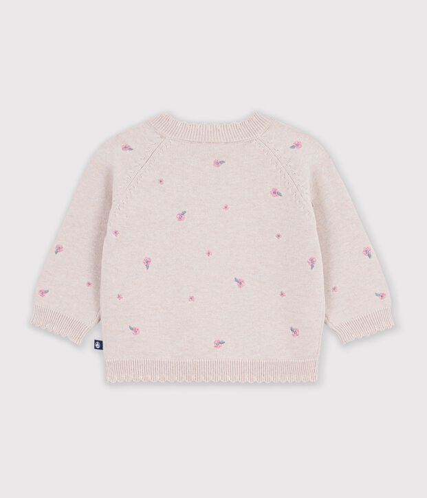 Jersey de lana y algod&oacute;n con flores bordadas para beb&eacute; rosa/multicolor
