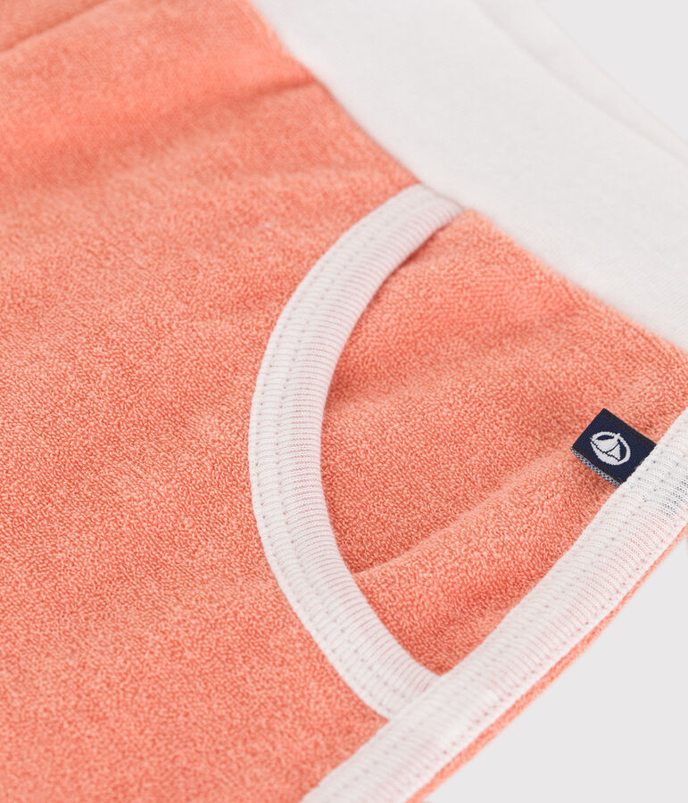 Shorts infantiles de rizo de algod&oacute;n liso naranja