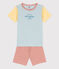 Pijama corto de algodón milrayas tricolor para niño/niña MIMI/ MULTICO