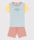 Pijama corto de algodón milrayas tricolor para niño/niña