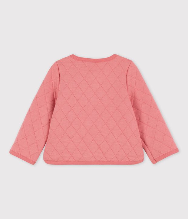 C&aacute;rdigan de tejido t&uacute;bico acolchado de beb&eacute; rosa