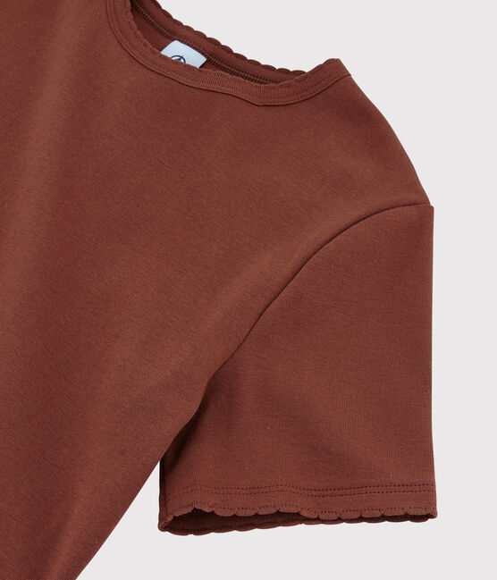 Camiseta de cuello redondo emblemática de algodón de mujer naranja MADRAS