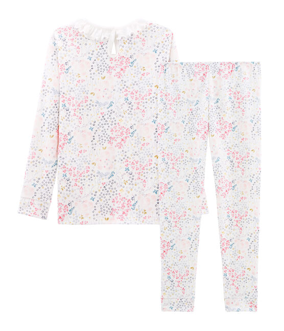 Pijama de corte muy ajustado de punto para niña blanco MARSHMALLOW/blanco MULTICO