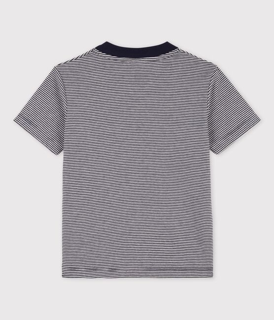 Camiseta de manga corta de algodón de niño azul SMOKING/blanco MARSHMALLOW