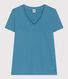 Camiseta LA RECTA de algodón con cuello de pico para mujer