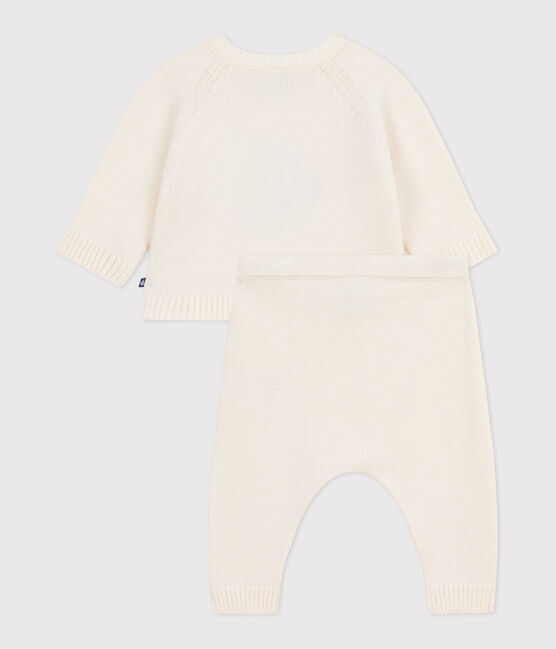 Conjunto de 2 piezas de punto tricotado con estampado de pingüino para bebé blanco MARSHMALLOW/blanco MULTICO