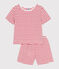 Pijama infantil corto de algodón a rayas rojo MARSHMALLOW/ SPI