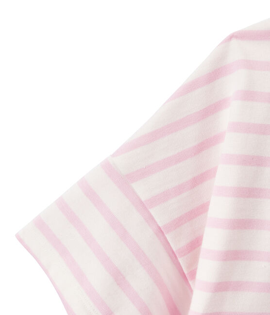 Marinera de manga corta en jersey para mujer blanco MARSHMALLOW/rosa BABYLONE