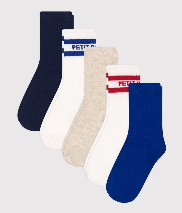 5 pares de calcetines infantiles deportivos de algod&oacute;n multicolor