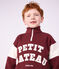 Sudadera infantil lisa colorblock de algod&oacute;n con cremallera en el cuello rojo/crudo