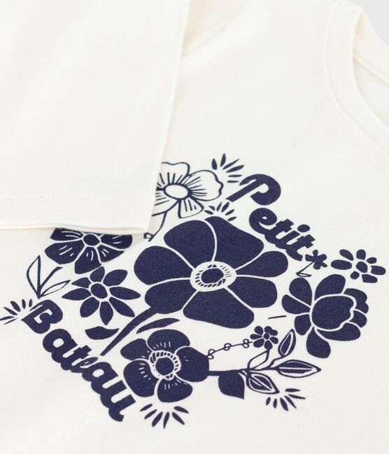 Camiseta infantil de algodón de manga larga con estampado crudo MILK