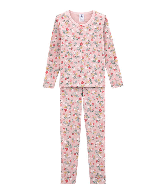 Piajama para niña corte ajustado rosa JOLI/blanco MULTICO