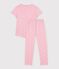 Pijama infantil de algod&oacute;n de manga corta y pierna larga con estampado rosa/multicolor
